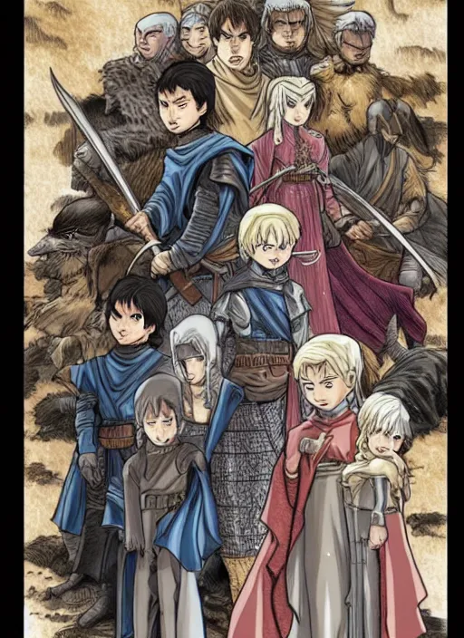 Image similar to game of thrones manga cover by akira toriyama