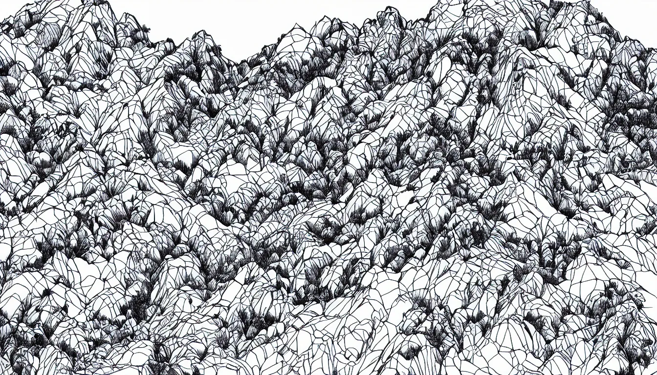 Image similar to backpacking over mountain ridgeline, minimalist line art by moebius, clean long lines, ultra detailed