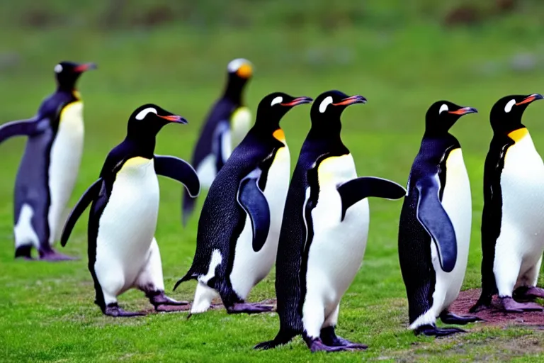 Image similar to penguins doing thier best homesteading