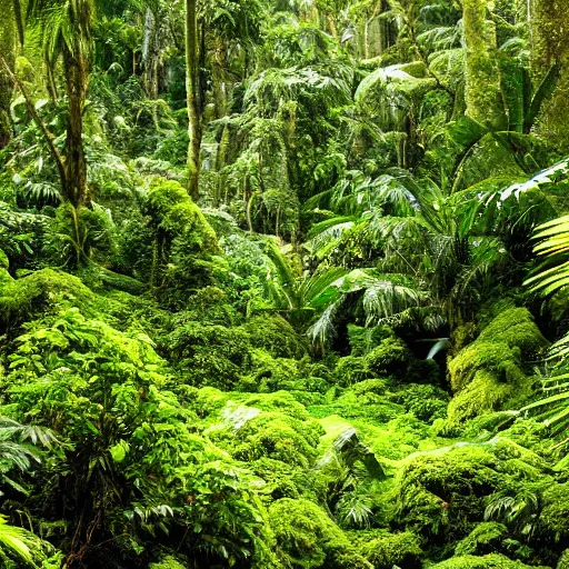 the jungle is a dense, green forest full of life. the