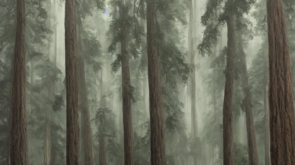 Prompt: Trending on artstation, the tallest tree in the world, detailed matte painting, oil on canvas