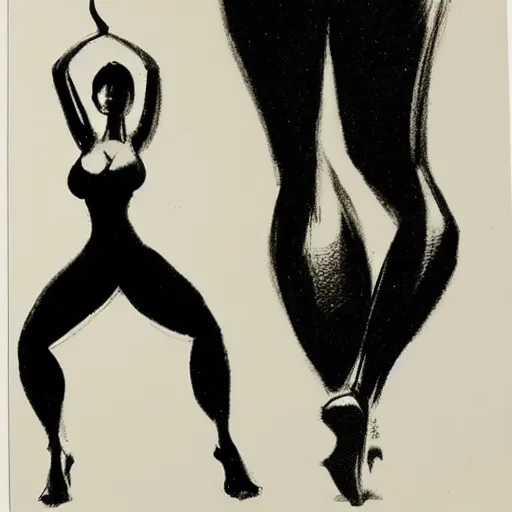 Image similar to milt kahl sketch of thick cuban girl wearing black yoga pants