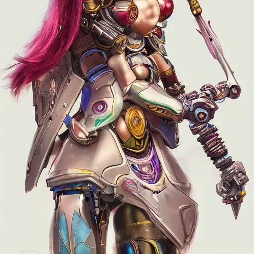 Image similar to studio portrait of lawful good colorful female holy mecha paladin absurdly beautiful, elegant, young sensual graceful woman, ultrafine hyperrealistic detailed face illustration by kim jung gi, irakli nadar, intricate linework, sharp focus, bright colors, matte, octopath traveler, final fantasy, unreal engine highly rendered, global illumination, radiant light, intricate environment