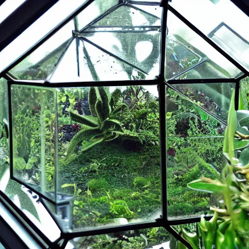 Image similar to inside a terrarium looking out