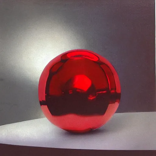 Prompt: chrome spheres on a red cube by ary scheffer