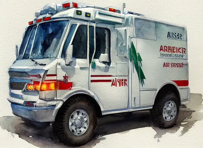 Image similar to concept art of a ambulance, pinterest, artstation trending, behance, watercolor, by coby whitmore, silver, laser light,