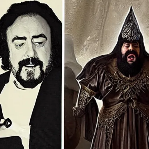 Image similar to luciano pavarotti as a dark souls boss