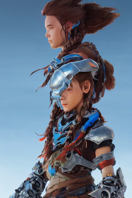 Image similar to combination suit armor aloy horizon forbidden west horizon zero dawn robot ninja mask helmet backpack tribal, aesthetic octane render, 8 k hd resolution, by ilya kuvshinov and cushart krentz and gilleard james radiating a glowing aura cgi rtx 2 0 2 2