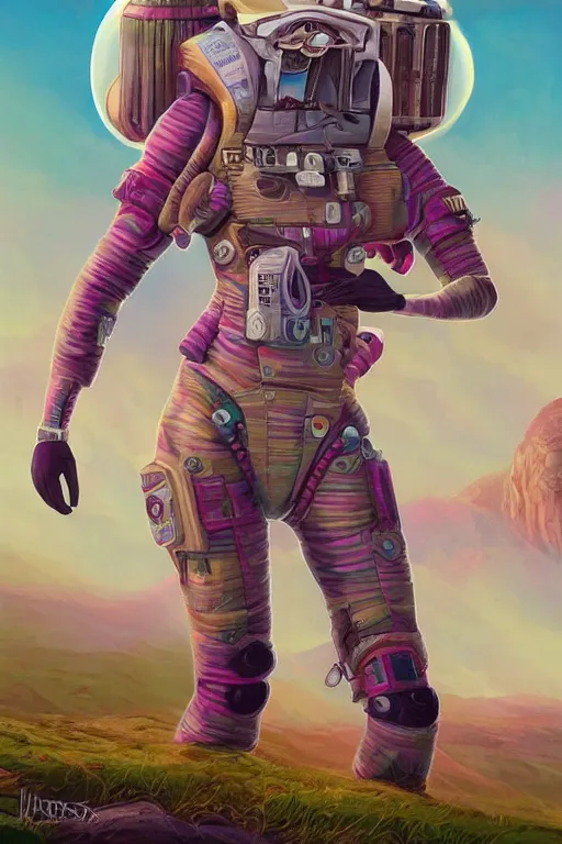 Image similar to A Retropunk Naturewave Defender, Astronaut Llama, beautiful realistic cinematic portrait, llama superhero character llama fashion design, by David Heskin and Paul Lehr and Josan Gonzalez and llama, Russell Mills and Igor Kieryluk, Artgerm, WLOP, 8k, Hi-Fructose, masterpiece anthro illustration, daily deviation, llama