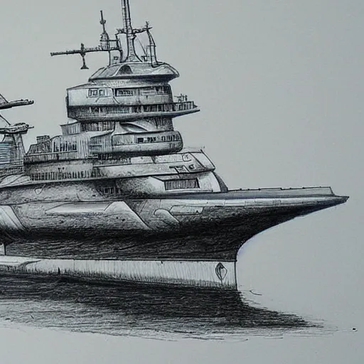 Image similar to Russian ship of the 22nd century very detailed drawing style, epic style, futuristic style