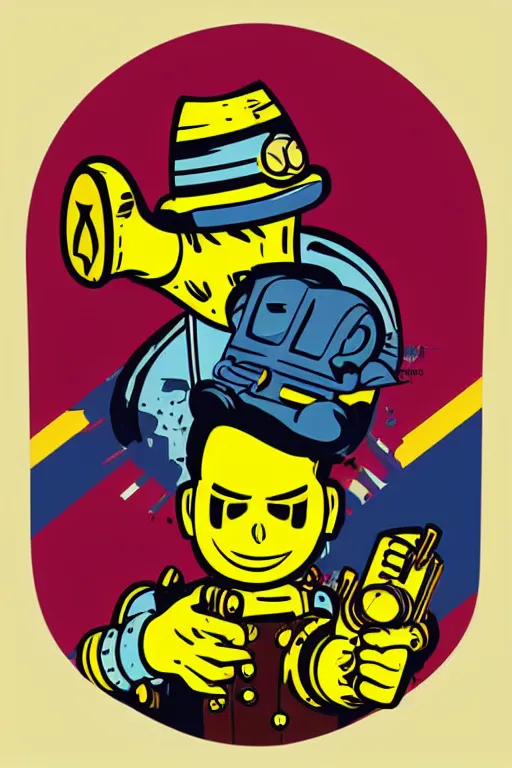 Image similar to fallout 7 6 retro futurist illustration art by butcher billy, sticker, colorful, illustration, highly detailed, simple, smooth and clean vector curves, no jagged lines, vector art, smooth andy warhol style