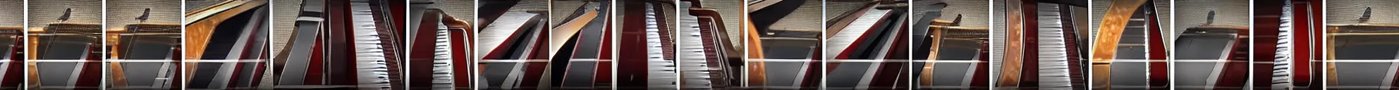 Image similar to 8 progressing frames from a video of a piano falling from a window