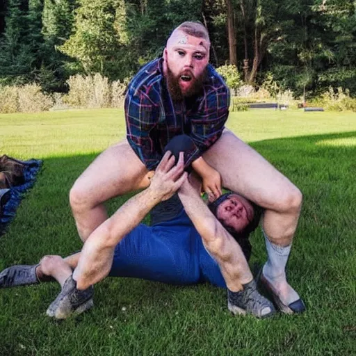 Image similar to redneck conjoined twins backyard wrestling