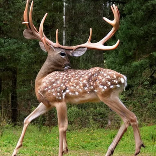 Prompt: hybrid human deer, in a full suit