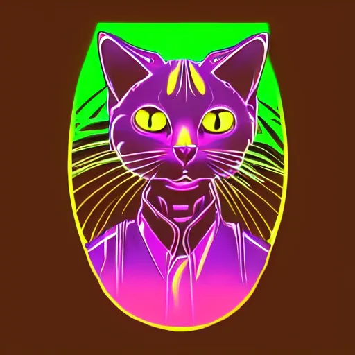 Image similar to synthwave cat