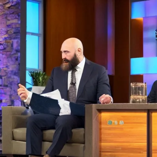 Prompt: beard,Kevin O'Leary investing in a company, in Shark Tank (2016)
