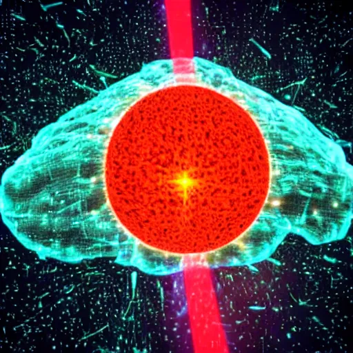 Image similar to a close up shot of a tumor being obliterated by a laser beam