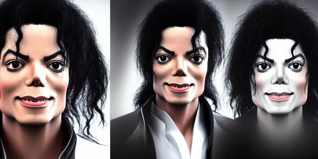 Image similar to Michael Jackson with a deformed face, award winning. Octane render, 4k, unreal 5, very detailed, hyper control-realism.
