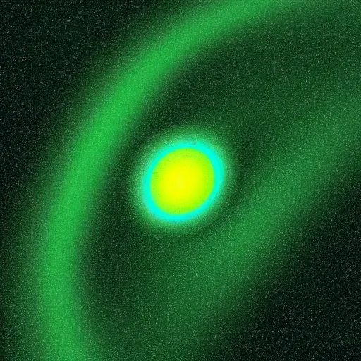Image similar to black hole glowing green