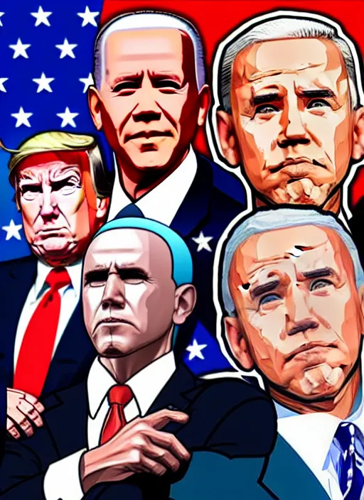 Image similar to GTA Cover Art, Obama, Biden, Trump, Pelosi, Schumer, Pence