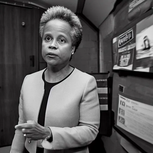 Image similar to chicago mayor lori lightfoot was spotted on woodland trail cam at midnight grayscale night vision