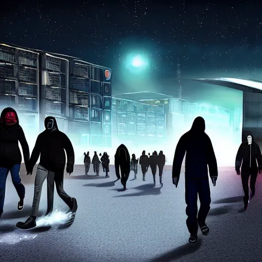 Prompt: diverse people walk past plasma vehicles, long shadows, back from work in a Russian cyberpunk city called Neo Norilsk on the Moon, pitch black sky with stunning bright stars, bright sun, diverse, lively, black sky full of stars, blinding bright sun, sci-fi, lots of flying cars, levitation, cyberpunk outfits, photorealistic, grainy, 35mm, intricate, very very beautiful, elegant, smooth, cinematic, Unreal Engine 5, by Beeple, trending on Artstation HD