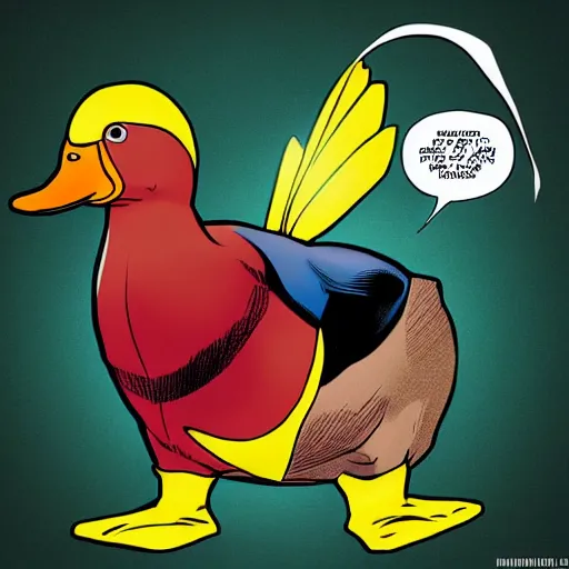 Prompt: a duck as a marvel superhero