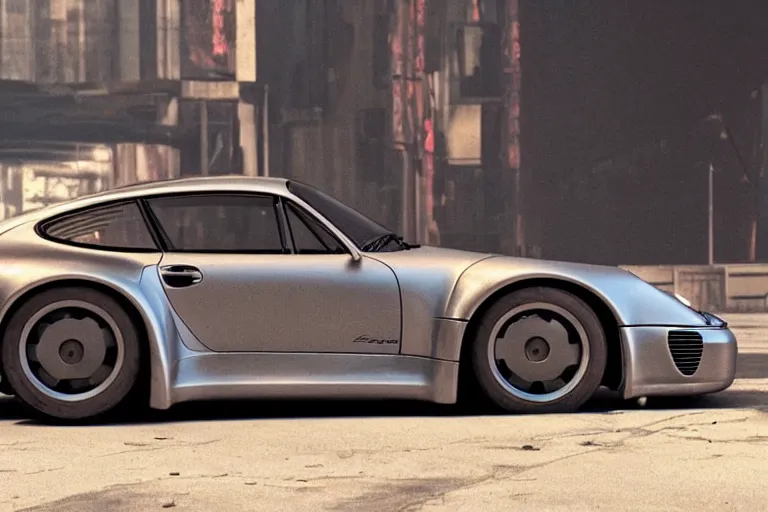 Image similar to porsche 9 5 9 cyberpunk car sitting on the side of the road, back to the future flux capacitor, a detailed matte painting by zack snyder, trending on cg society, auto - destructive art, vray tracing, unreal engine 5, reimagined by industrial light and magic