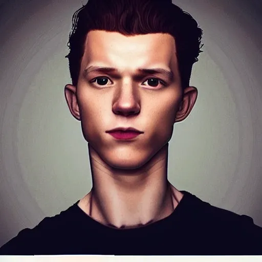 Image similar to “a realistic detailed photo of a guy who is an attractive humanoid who is half robot and half humanoid, who is a male android, Tom Holland, shiny skin, posing like a statue, blank stare”