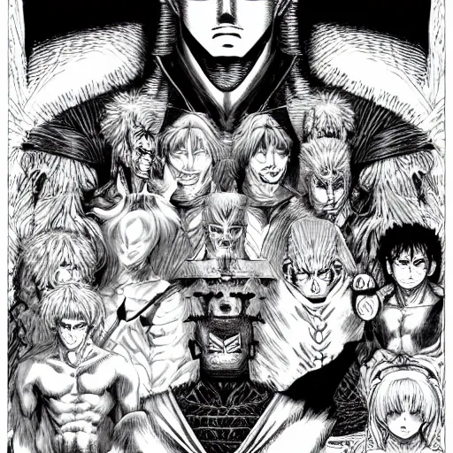 a portrait of man by kentaro miura berserk style manga, Stable Diffusion