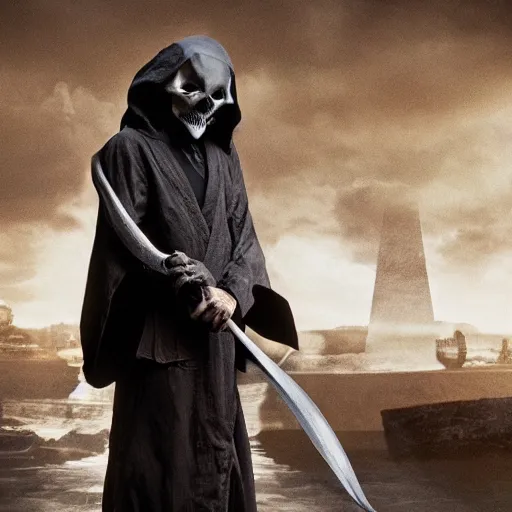 Image similar to a photo of master splinter as the grim reaper