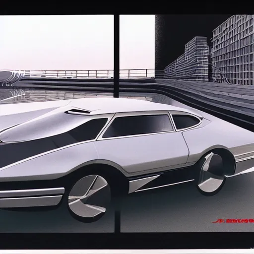 Prompt: James Dysonand and syd mead and Dieter Rams classic product design, product design render, transportation design render, render of retro future car