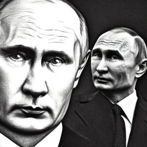 Image similar to macro head portrait centered, vision of ezekiel with vladimir putin,