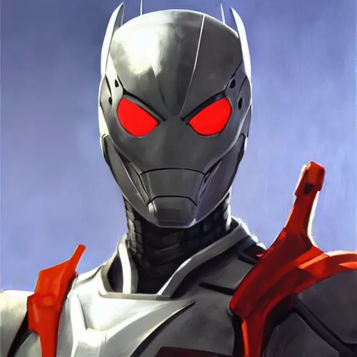 Image similar to greg manchess portrait painting of armored spiderman ultraman grey fox from metal gear cyborg japanese - american hybrid as overwatch character, medium shot, asymmetrical, profile picture, organic painting, sunny day, matte painting, bold shapes, hard edges, street art, trending on artstation, by huang guangjian and ail elvgren and sachin teng