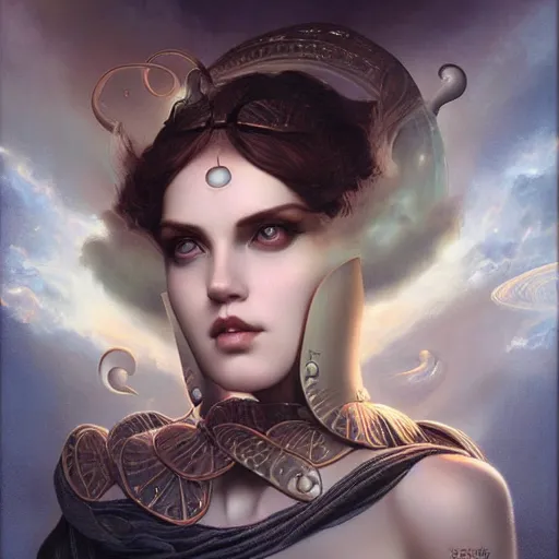 Image similar to a beautiful portrait of a celestial goddess by Jim Burns and Tom Bagshaw