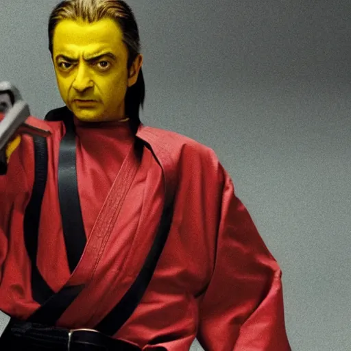 Image similar to film still of Rowan Atkinson in Kill Bill