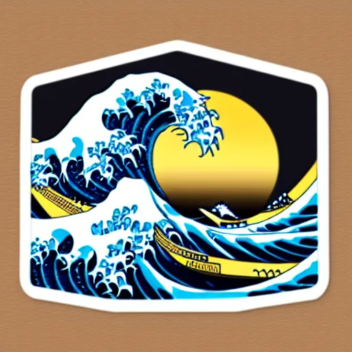 Image similar to the great wave as a sticker - art, svg vector, adobe - illustrator