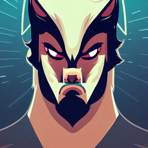 Prompt: portrait of a wolf wolfman, clean cel shaded vector art. shutterstock. behance hd by lois van baarle, artgerm, helen huang, by makoto shinkai and ilya kuvshinov, rossdraws, illustration,