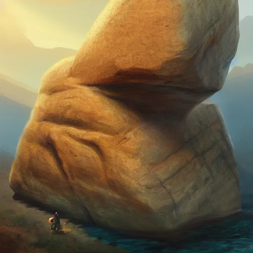 Prompt: a big rock with the face of dwayne johnson carved on its side, highly detailed, digital painting, artstation, concept art, smooth, sharp focus