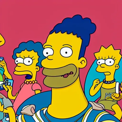 Image similar to Will Smith in The Simpsons TV Show, detailed, colourful masterpiece beautiful beautiful beautiful