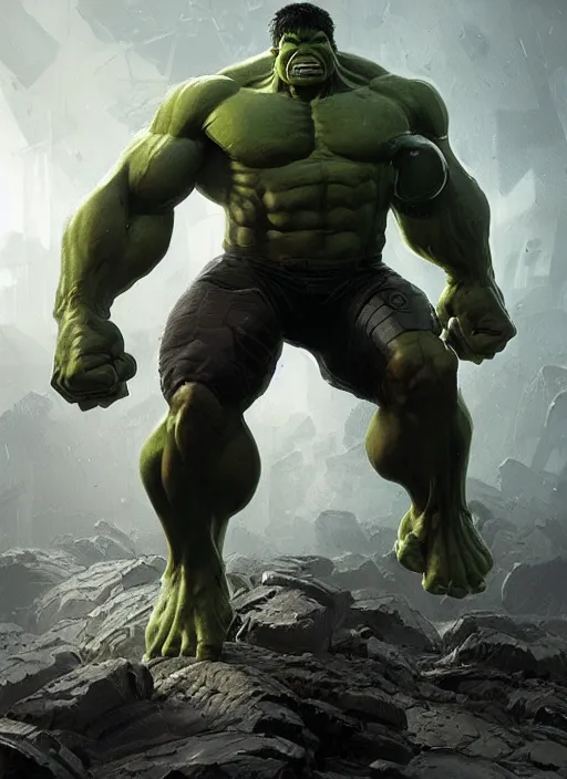 Image similar to cyborg hulk, greg rutkowski, 8 k, shallow depth of field, intricate detail, concept art,