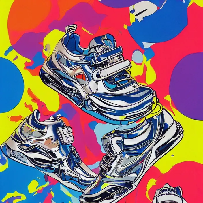 Image similar to futuristic sneakers in jeff koons hip hop bauhaus style, highly detailed, hyper realistic, art by todd mcfarlane