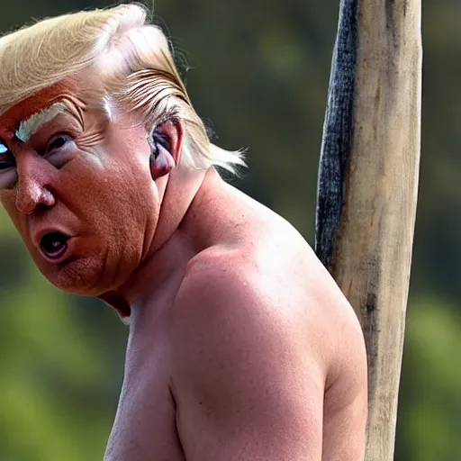 Prompt: donald trump as primitive barbarian