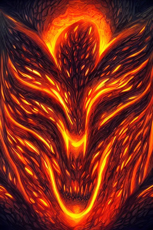 Image similar to fire monster, symmetrical, highly detailed, digital art, sharp focus, trending on art station, anime art style