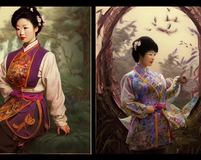 Image similar to photography of yung mei - ling, a hong kong famous actress during the early 1 9 8 0 s, dressed as dongfang bubai, deep focus, d & d, fantasy, intricate, elegant, highly detailed, digital painting, artstation, concept art, matte, sharp focus, illustration, hearthstone, art by artgerm and greg rutkowski and alphonse mucha