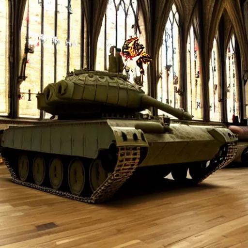 Image similar to Photo of a tank in Hogwarts Great Hall