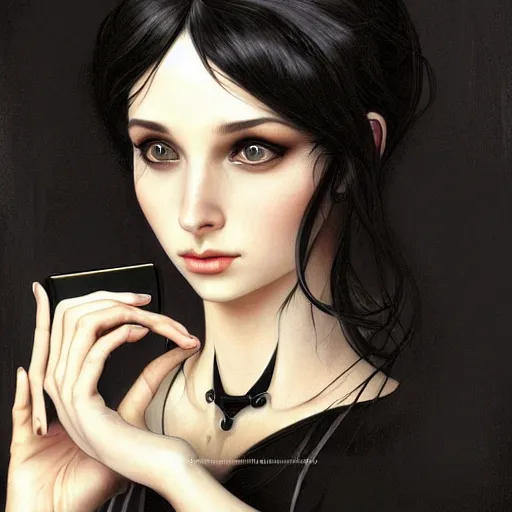 Prompt: a photograpic portrait of a anthropomorphic mouse wearing black clothes, black hair, fantasy, intricate, elegant, highly detailed, digital painting, artstation, concept art, smooth, sharp focus, illustration, art by artgerm and H R Giger and alphonse mucha