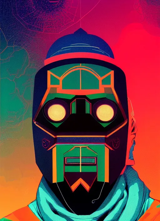 Prompt: symmetry!! stunning portrait of mf doom rapper masked, by victo ngai, kilian eng vibrant colors, dynamic lighting, digital art, winning award masterpiece, fantastically beautiful, illustration, aestheticly inspired by beksinski and dan mumford, upscale with simon stalenhag work, artstation, 8 k