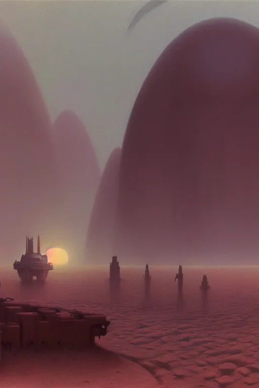 Image similar to emissary moody mysterious world of kamino during sunrise and sand storm by arthur haas and bruce pennington and john schoenherr, cinematic matte painting, 8 k, dark color palate