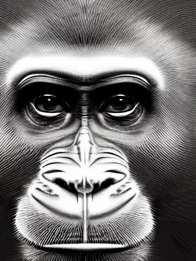 Prompt: monkey, digital painting, highly detailed